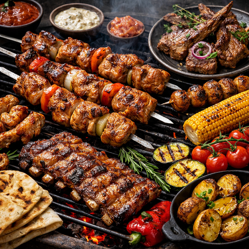 Гриль на открытом воздухе в банном лофте Синий кот